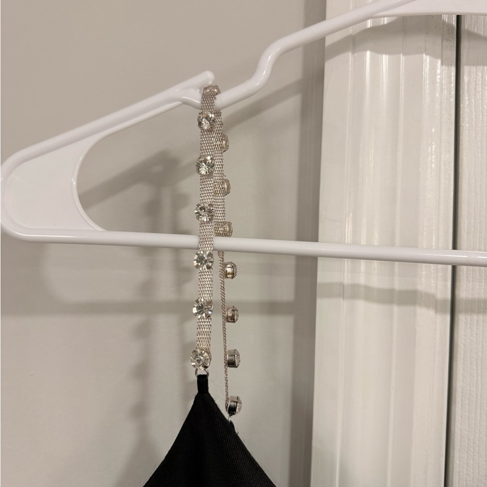 Sandro Silk Blend Black Mini Dress With Crystal Straps - Picture 3 of 6